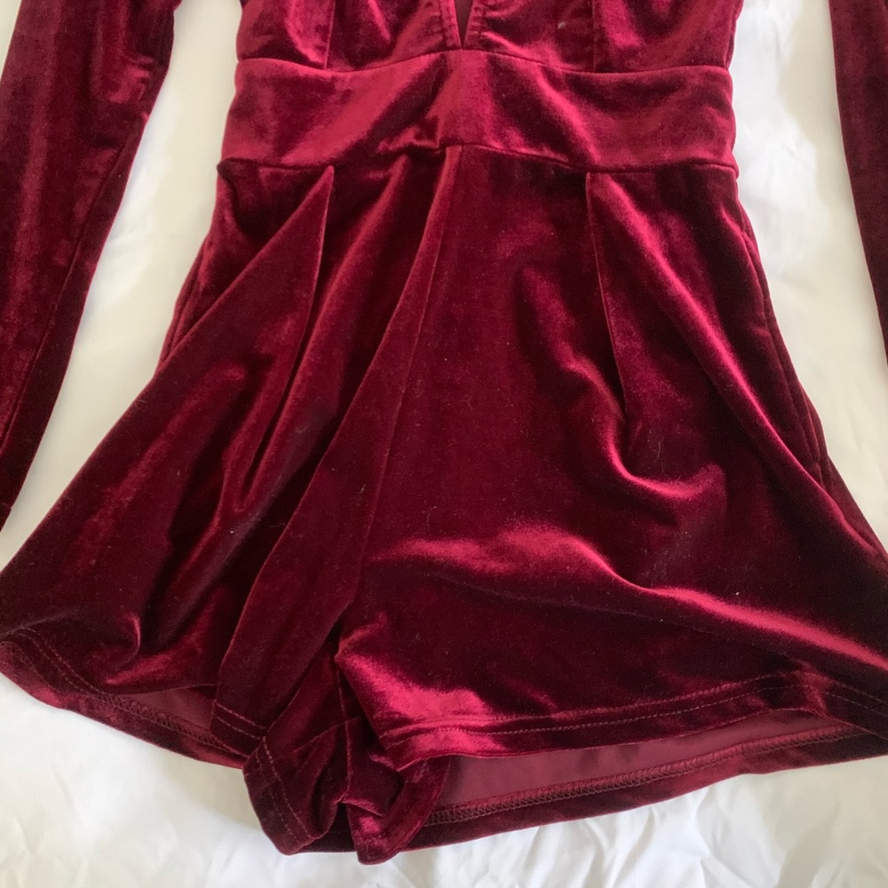 Deep V cut velvet romper